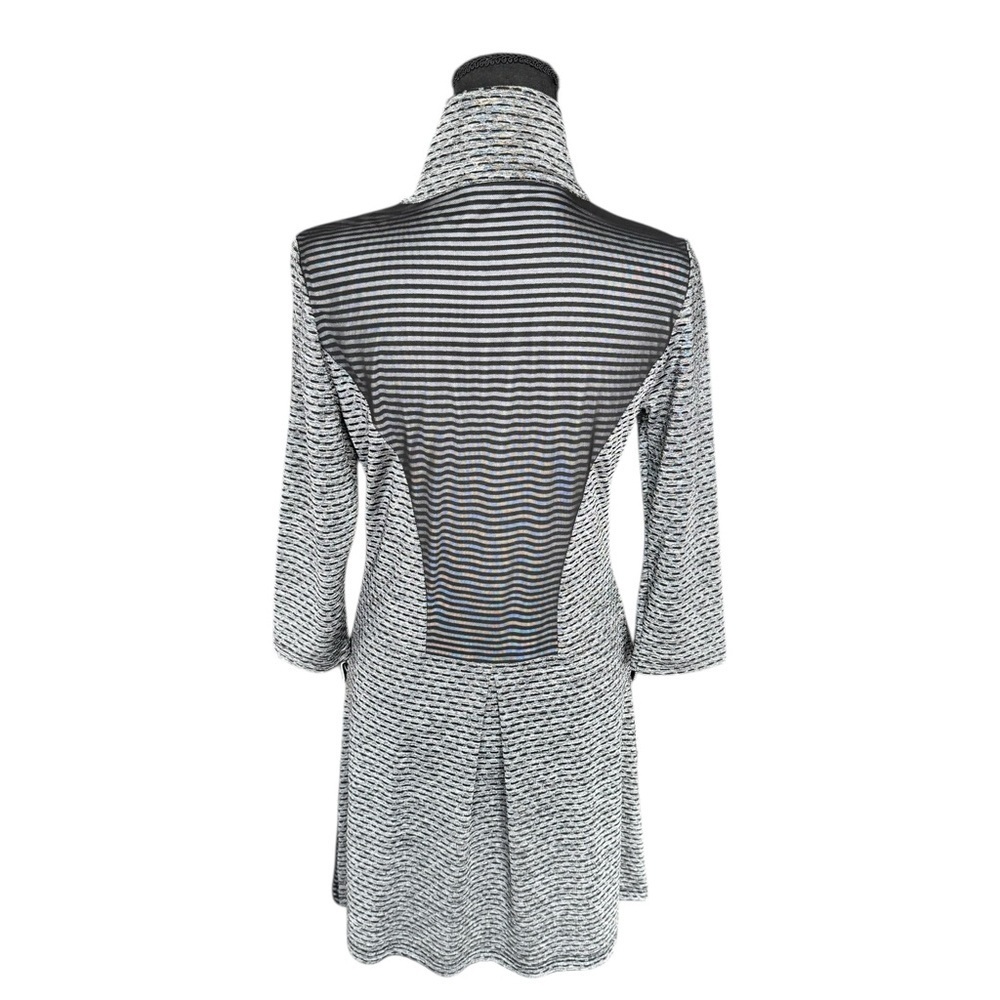 Dzhaniel Couture Zip Tunic Jacket Dress Black White Striped Avant Garde Artsy S - Picture 3 of 8